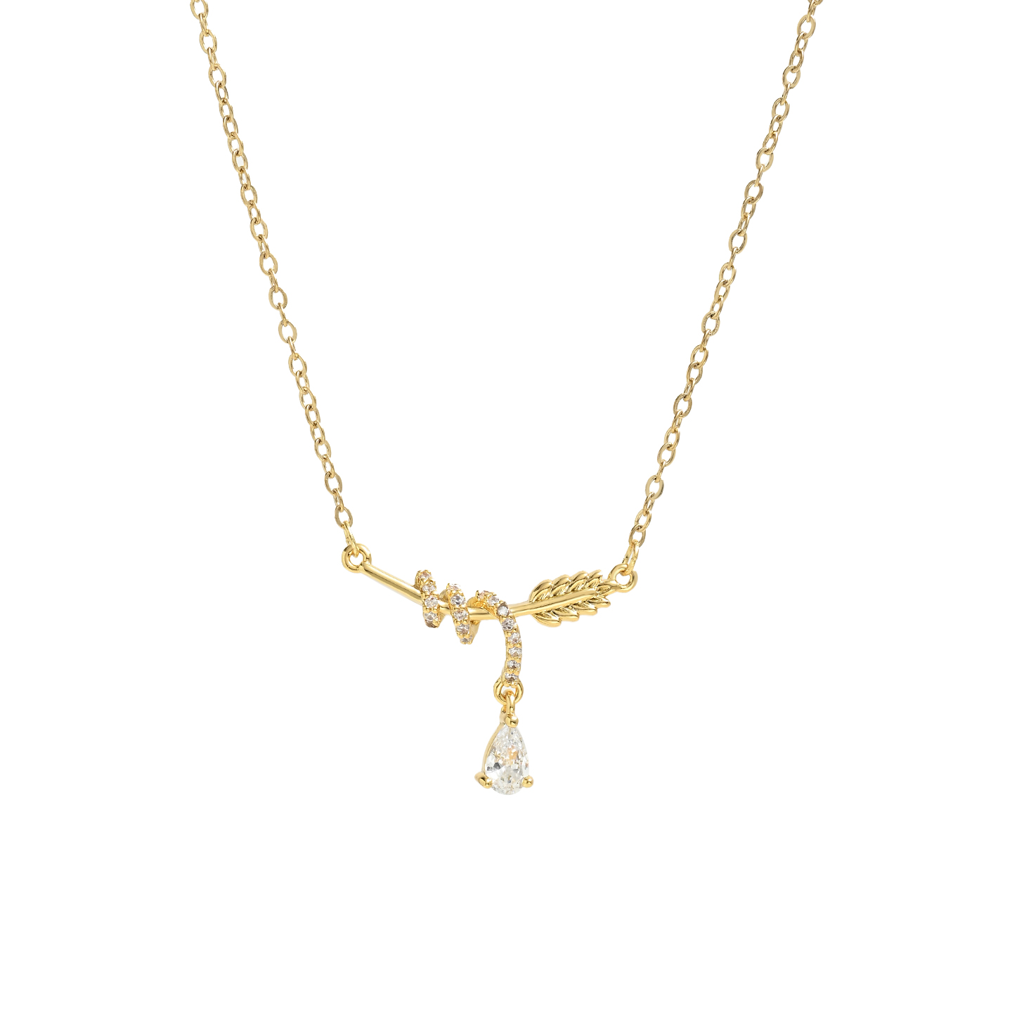 A niche wrapped feather necklace, a light luxury water drop collarbone chain, and a simple golden elegant necklace pic 8