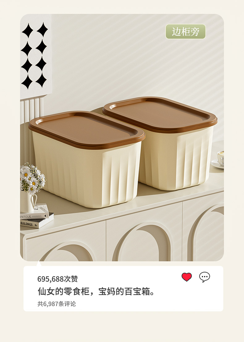 N22-2401 multi-functional household plastic covered storage box, multi-specification large-capacity storage box for snacks detail image 3