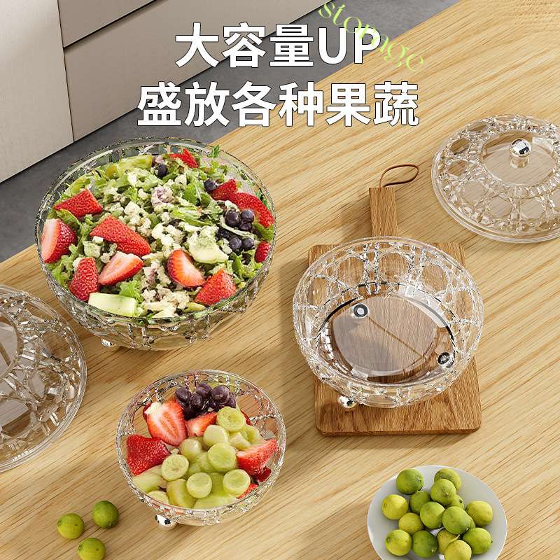 J76-237 Small round ball handle candy jar, high appearance level fruit storage jar, home high-end fruit plate details Picture