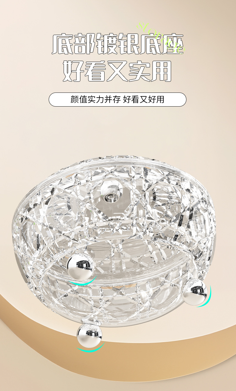 J76-237 Small round ball handle candy jar, high appearance level fruit storage jar, home high-end fruit plate detail image 7