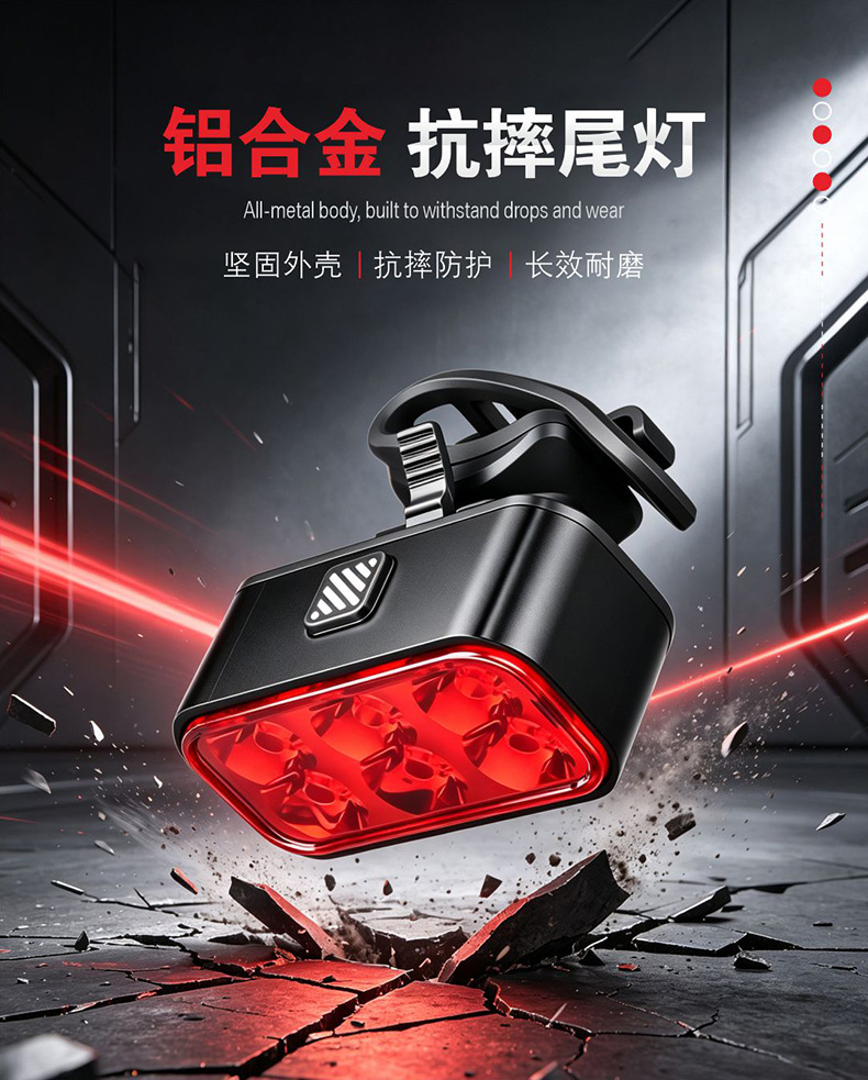 FY-1832 luz trasera inteligente luz trasera de bicicleta recargable USB luz trasera de freno inductivo inteligente luz de advertencia de seguridad para ciclismo pic 7