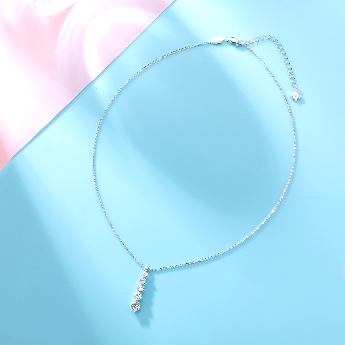 Cadena de plata gota de agua colgante de diamante perla arena oro adorno collar mujer moda versátil tendencia joyería