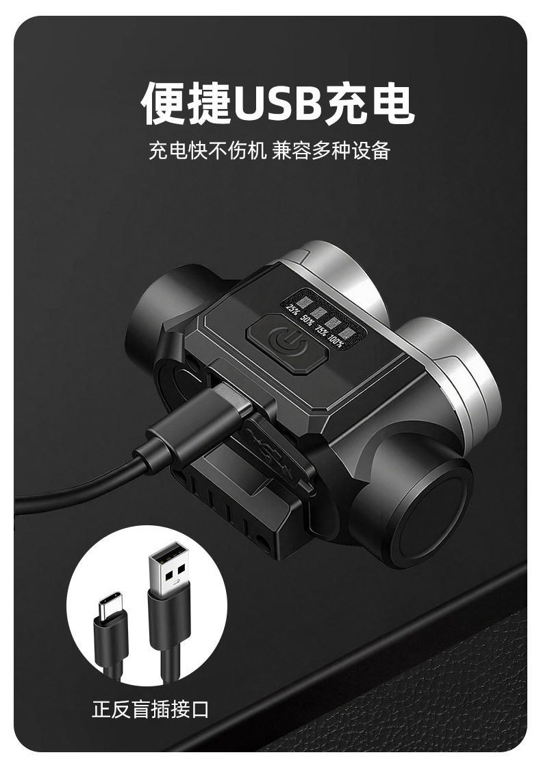 HW-2505 USB recargable display de potencia faros de bicicleta faros de bicicleta luz nocturna paseo linterna pic 8
