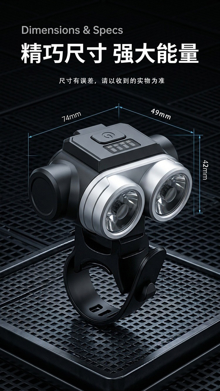 HW-2505 USB recargable display de potencia faros de bicicleta faros de bicicleta luz nocturna paseo linterna pic 5