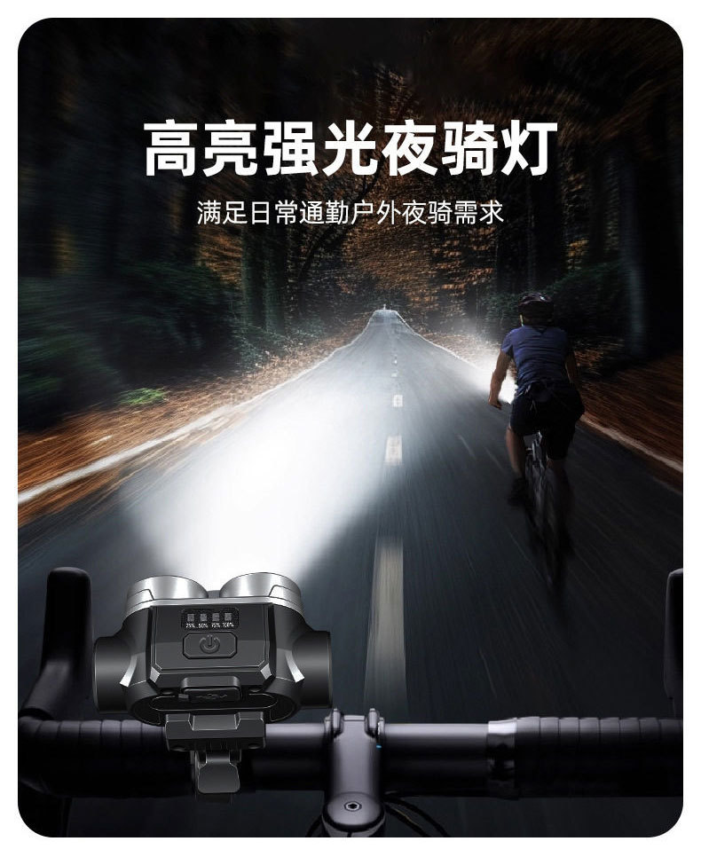 HW-2505 USB recargable display de potencia faros de bicicleta faros de bicicleta luz nocturna paseo linterna pic 6