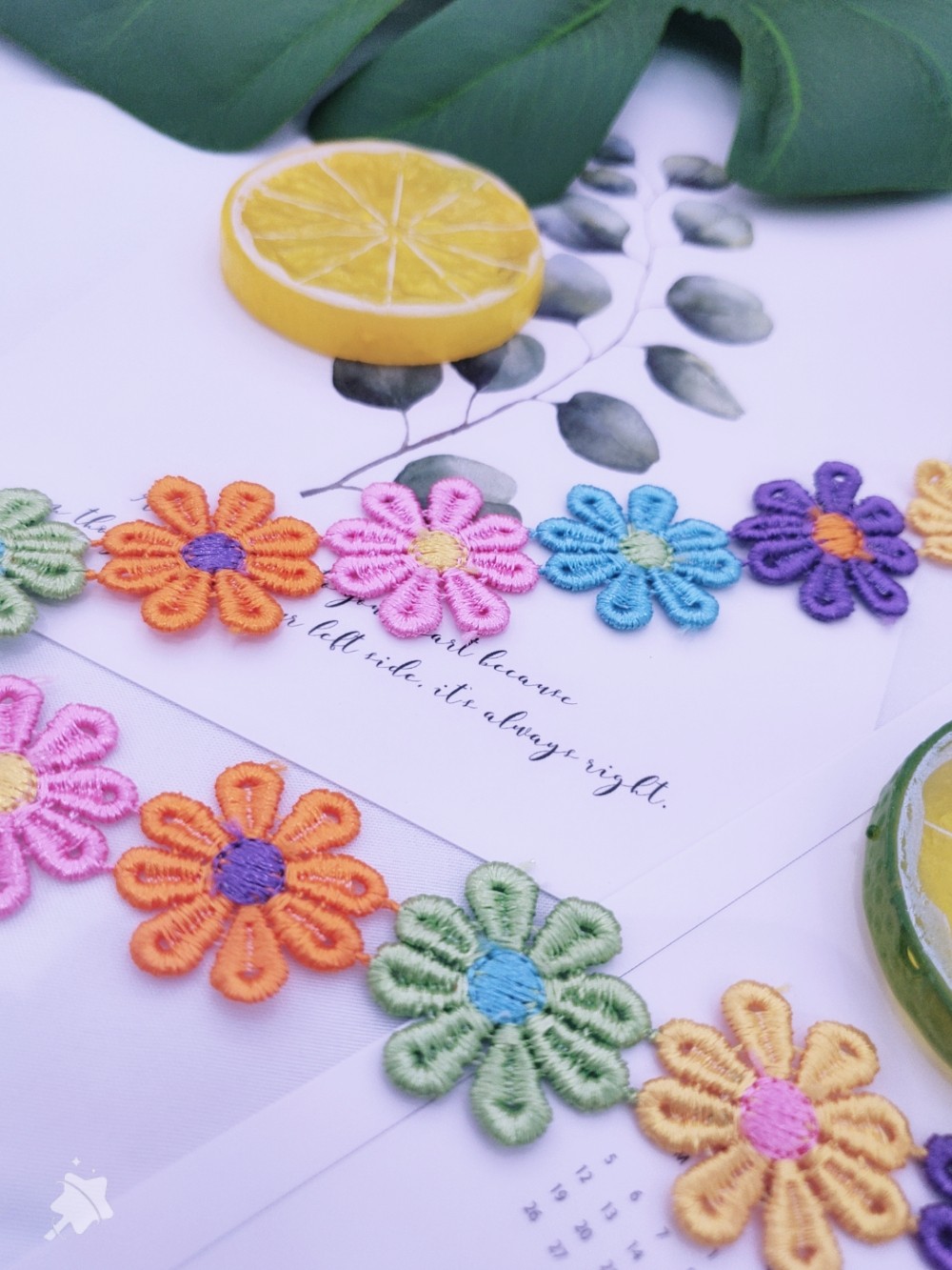 100% polyester material, six-color multi-color sunflower DIY exquisite water-soluble lace Specification image