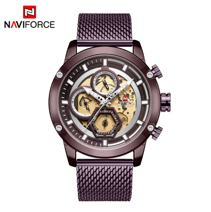 NAVIFORCE/ Lingxiang 9167 Men's Watch, waterproof quartz leather strap, six-hand multi-functional mesh strap men's watch