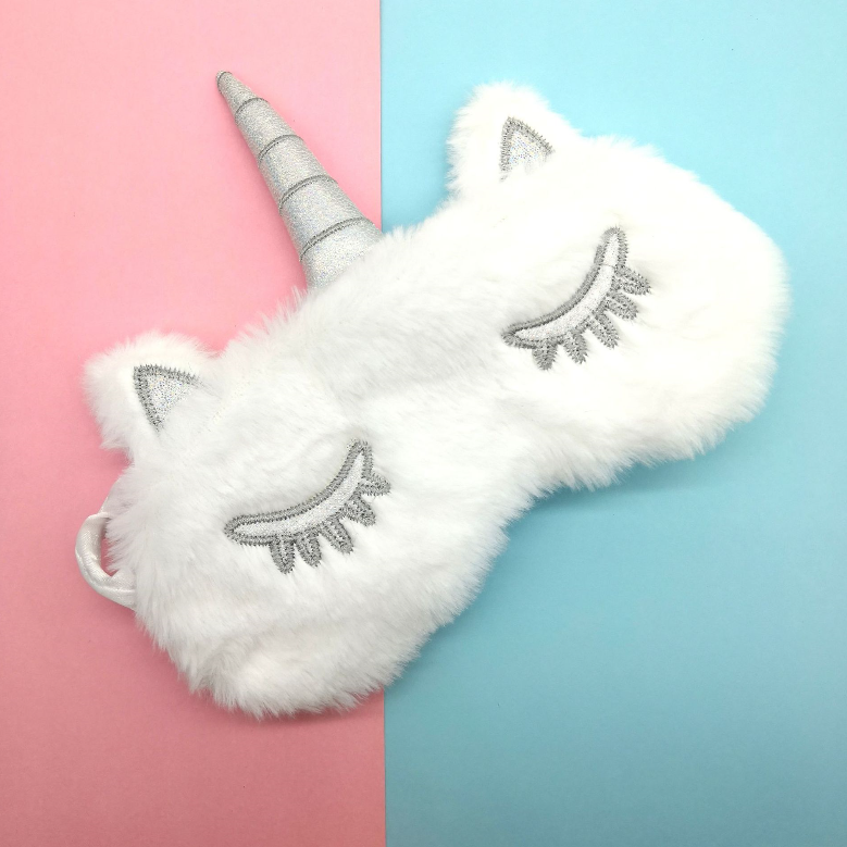 Yiwu Quality Goods Multi-color plush Unicorn sleep eye Protection mask Gradient Color Travel eye Protection mask detail image 2
