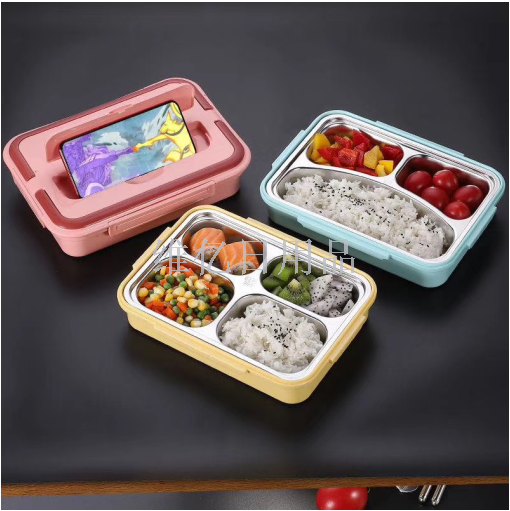 304 stainless steel lunch box, bento box, split type, office worker lunch box set, insulated, student cafeteria compartments, portable detail image 2
