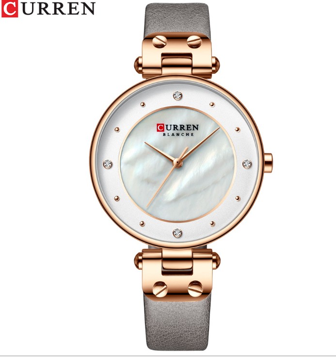 Curren/ Karen 9056 leather strap, waterproof quartz watch, fashionable and casual women's watch, best-selling foreign trade watch