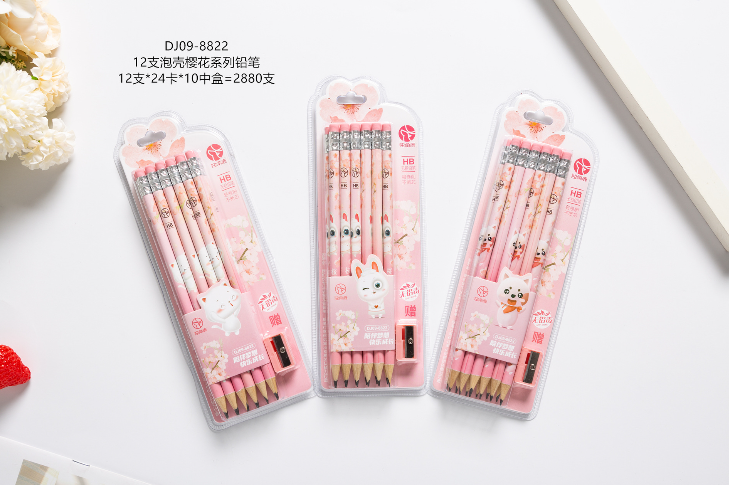 Yiwu Quality Product: 12 HB Pencils from Little Pine Tree Unicorn-horned Deer, Cherry Blossom Series Writing Pen DJ09-8822 detail image 2