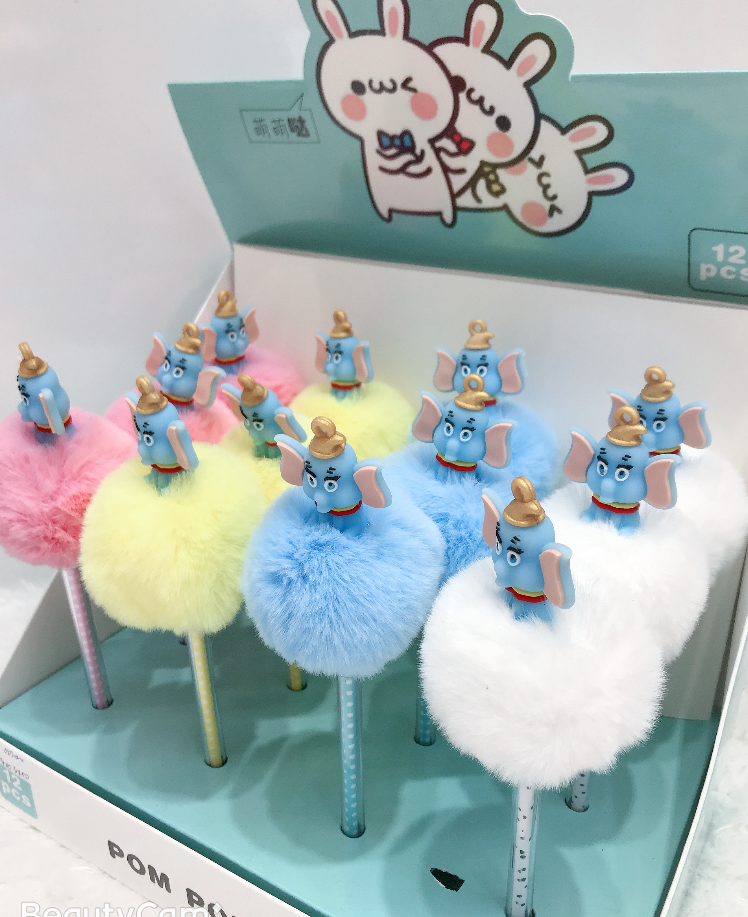 义乌好货 韩版创意可爱学生学习用品文具毛球圆珠笔中性笔详情图1