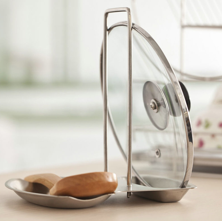 义乌好货 锅盖架带接水盘 430不锈钢多功能厨房置物架详情图4