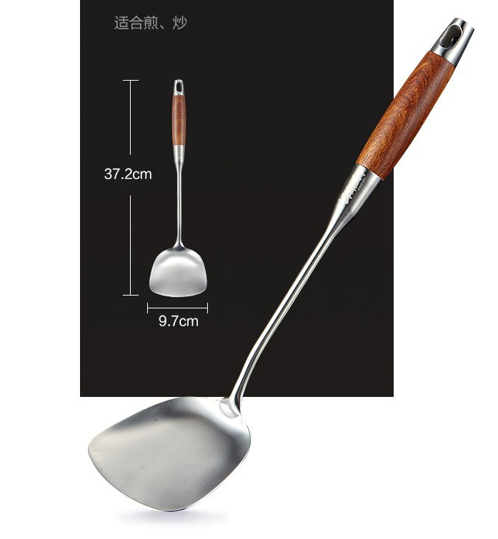 Yiwu Quality stainless steel rosewood kitchenware set, complete household kitchen spatula, cooking spoons and cookware detail image 4