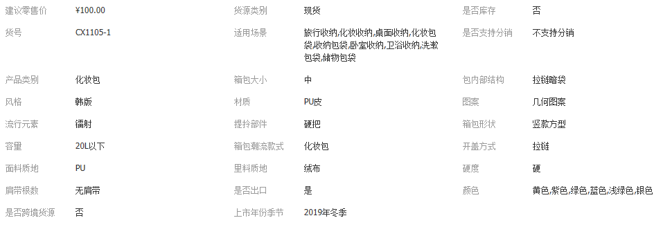 义乌好货 韩版手提包化妆包 镭射收纳包化妆盒旅行收纳袋详情图1