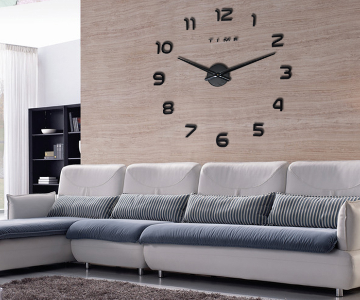 Yiwu Good Goods, fashionable and simple living room DIY wall clock, wall sticker clock, 3D creative wall clock, home decoration detail image 3