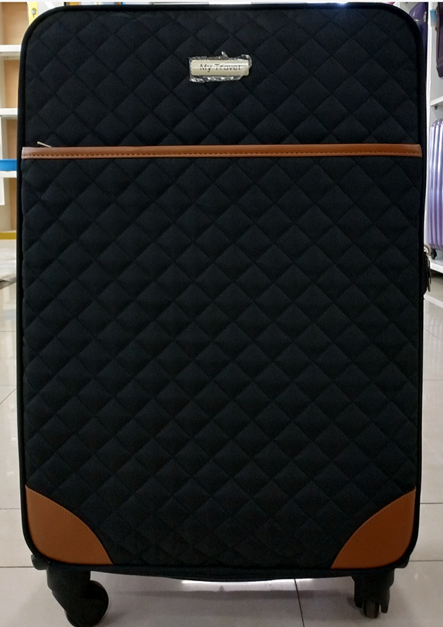 ! B-352 three-piece L-handle suitcase, 20+24-28 inches, Yiwu quality goods, aluminum alloy handle, combination lock, waterproof fabric, checkered pattern, step stitching, retro and exquisite travel suitcase detail image 3