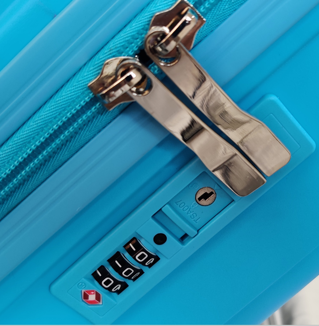 PP057. Three-piece set: 20-24-28 inch PP material aluminum alloy pull rod, silent universal wheel, resistant to drop and step, good toughness and not easy to break, suitcase detail image 1