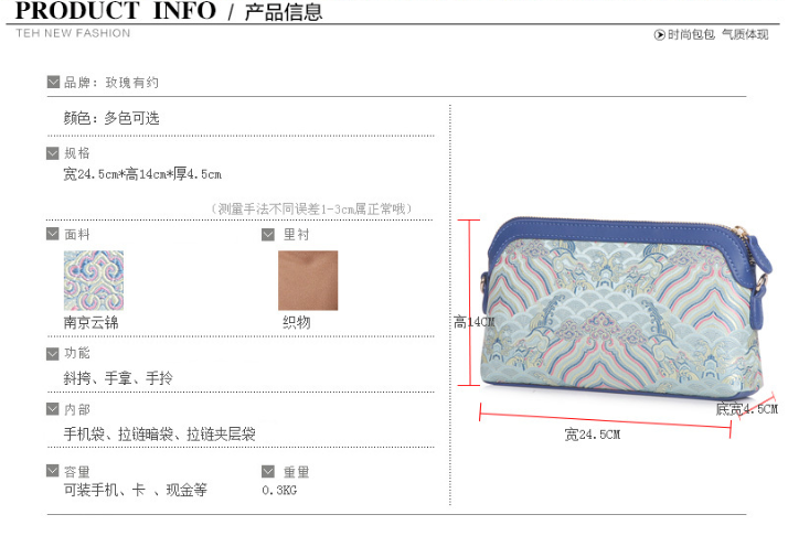 Yiwu Good Goods Rose About Silk Bag Ladies Crossbody Bag Retro Chinese Style Hand Bag Qipao Dress Bag details Picture