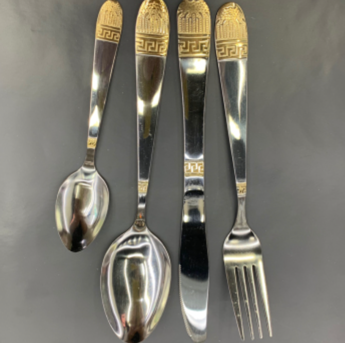 Yiwu Good Goods Crown Stainless Steel Knife Fork Spoon Tableware Western Knife Fork Spoon Tableware full figure