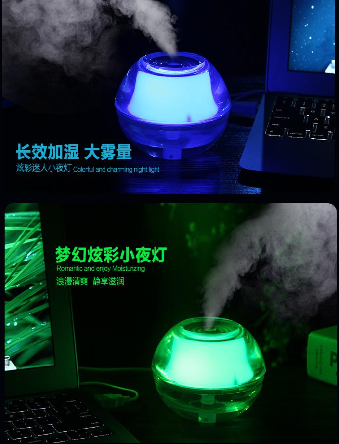 义乌好货 迷你水晶夜灯加湿器 办公室净化空气器详情图3