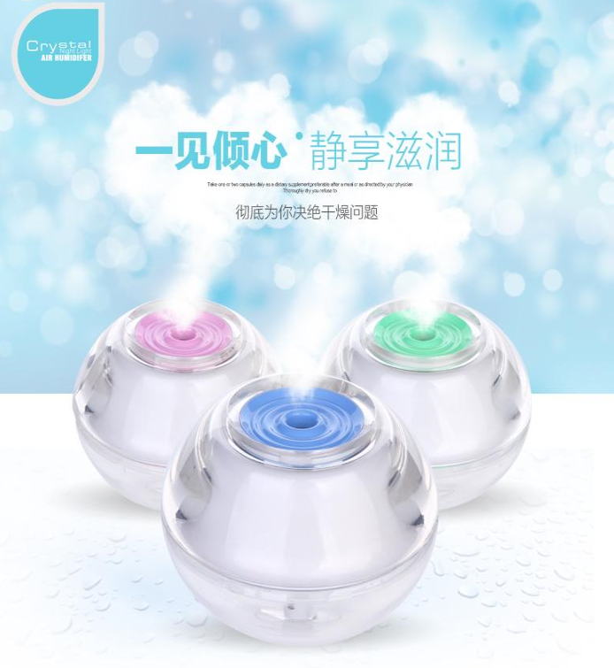 义乌好货 迷你水晶夜灯加湿器 办公室净化空气器详情图1
