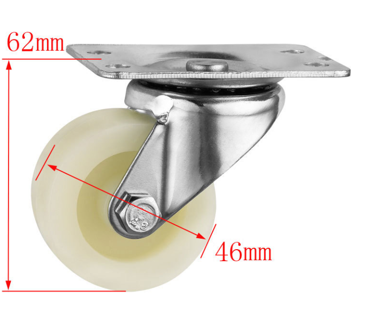 义乌好货 2寸pp脚轮加厚工业尼龙轮平板耐磨轱辘家具万向轮子详情图3