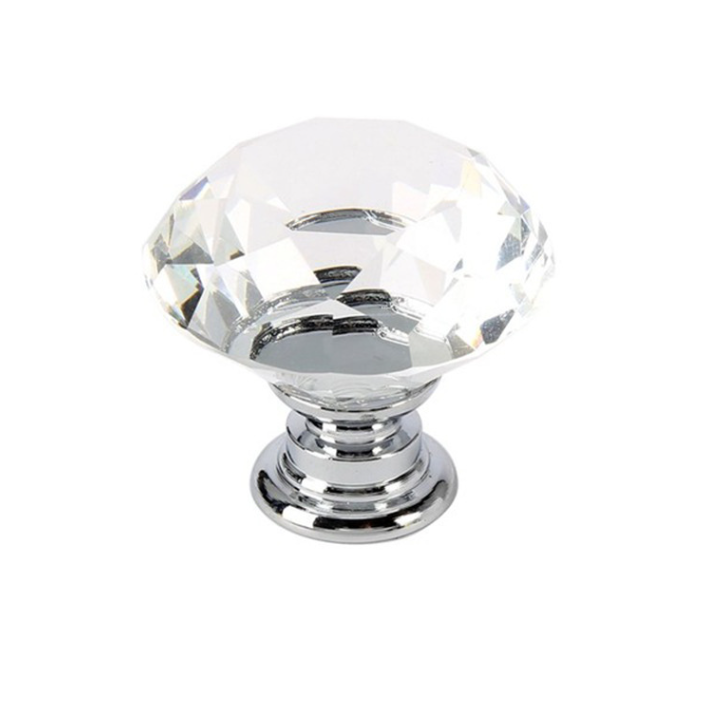 义乌好货 透明彩色钻石水晶拉手单孔橱柜抽屉衣柜门小把手详情图1