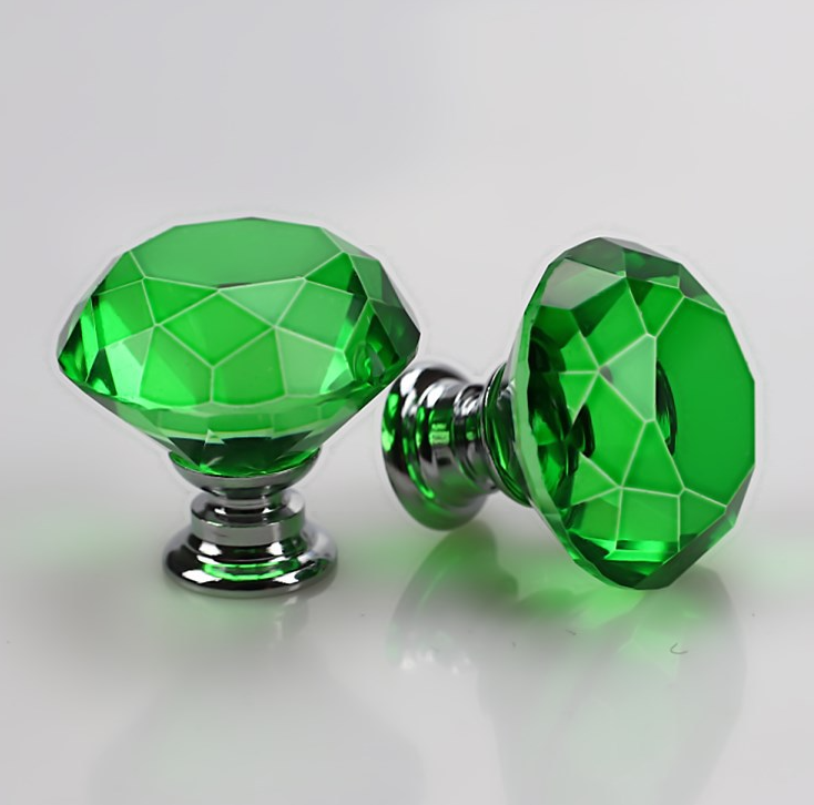 义乌好货 透明彩色钻石水晶拉手单孔橱柜抽屉衣柜门小把手详情图3