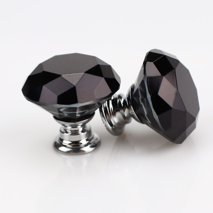 义乌好货 透明彩色钻石水晶拉手单孔橱柜抽屉衣柜门小把手详情图2