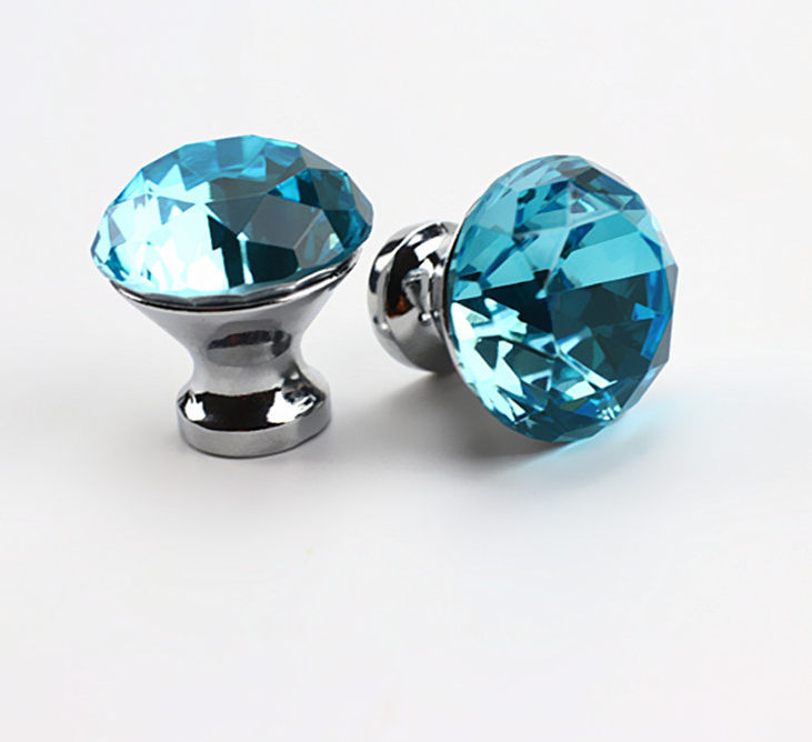 Yiwu Good Goods 30Mm Crystal Diamond Handle Drawer Single Hole Zinc Alloy Furniture Cabinet Door Hardware Handle Specification drawing