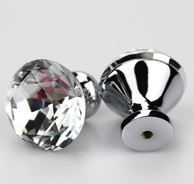 Yiwu Good Goods 30Mm Crystal Diamond Handle Drawer Single Hole Zinc Alloy Furniture Cabinet Door Hardware Handle full figure