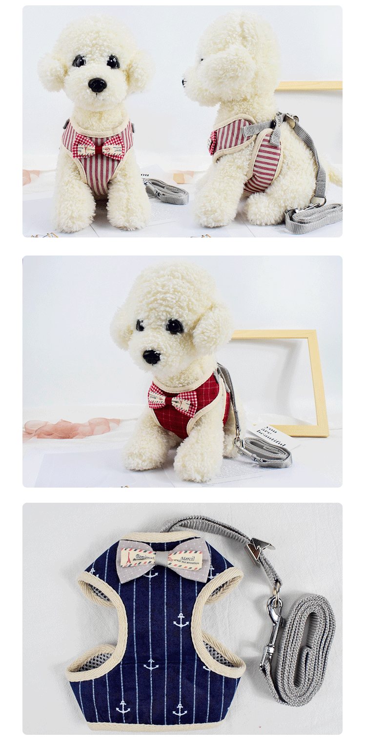 The vest dog leash strap is adjustable for small and medium-sized pets. It is a chest and back leash detail image 7