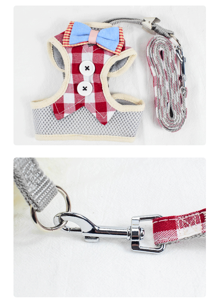 Explosive mesh cloth breathable pet chest strap dog vest leash gentleman button dog leash wholesale Application Scenario
