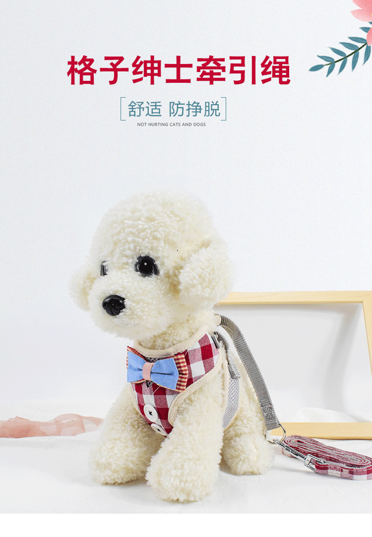 Explosive mesh cloth breathable pet chest strap dog vest leash gentleman button dog leash wholesale full figure