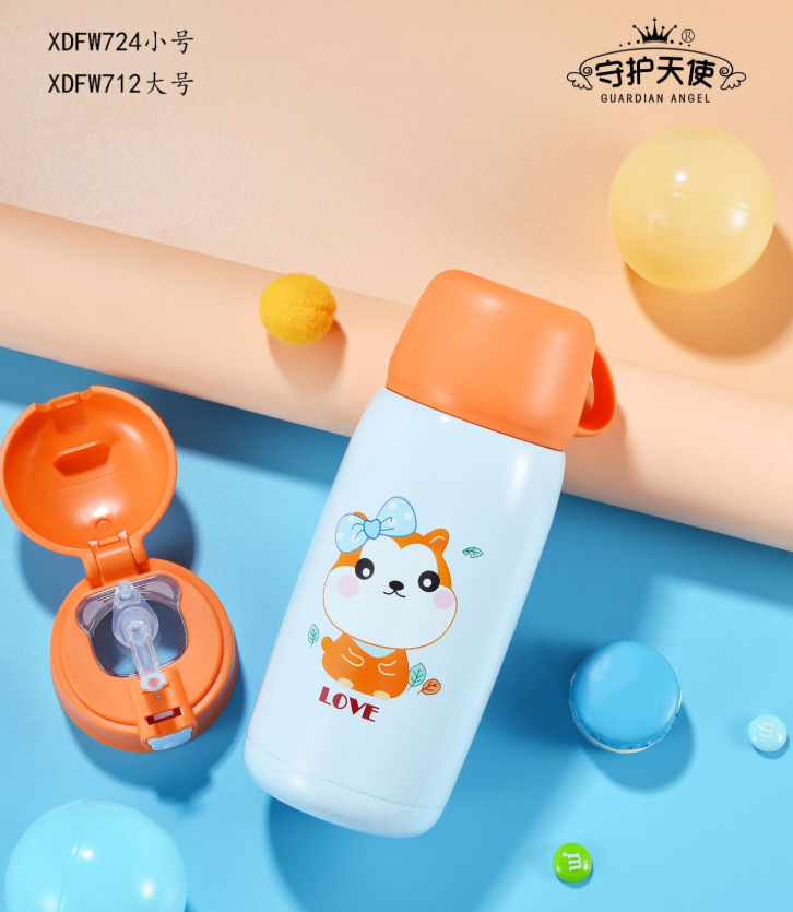义乌好货 新款一杯双盖儿童保温杯创意不锈钢便携真空保温详情图3