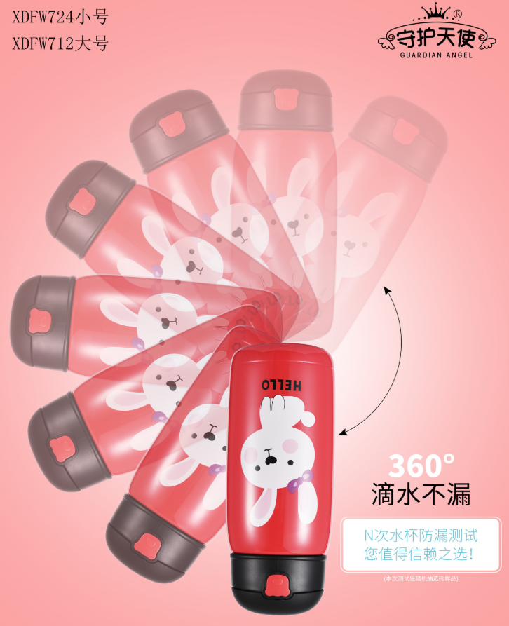 义乌好货 新款一杯双盖儿童保温杯创意不锈钢便携真空保温详情图2