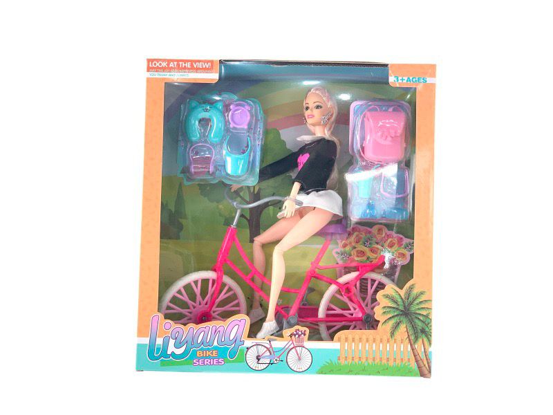Bike-riding Barbie doll detail image 1