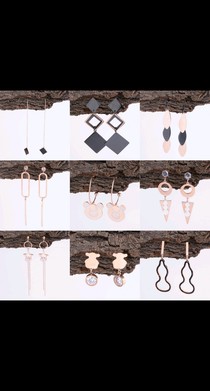 Titanium steel plated 18-k rose gold stud earrings female style fadeless jewelry titanium steel stud earrings random