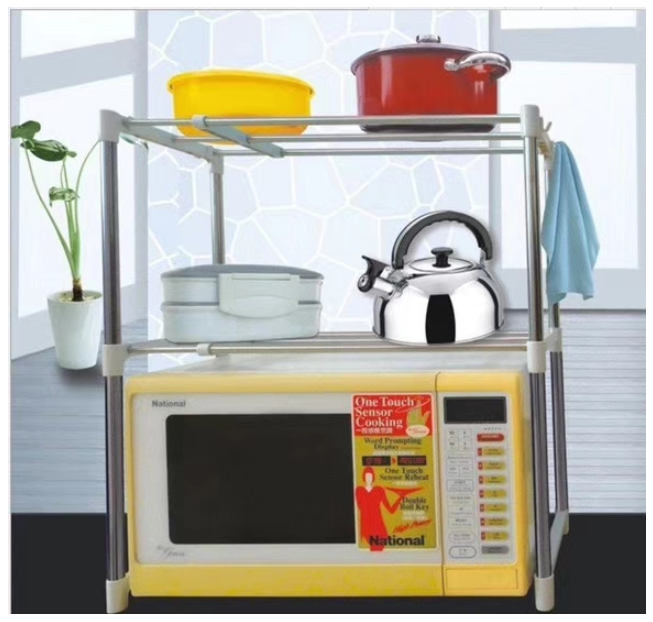 Yiwu Good Goods Telescopic Microwave Oven Rack Storage Rack Iron Art Household Items Plastic Products Hanger details Picture