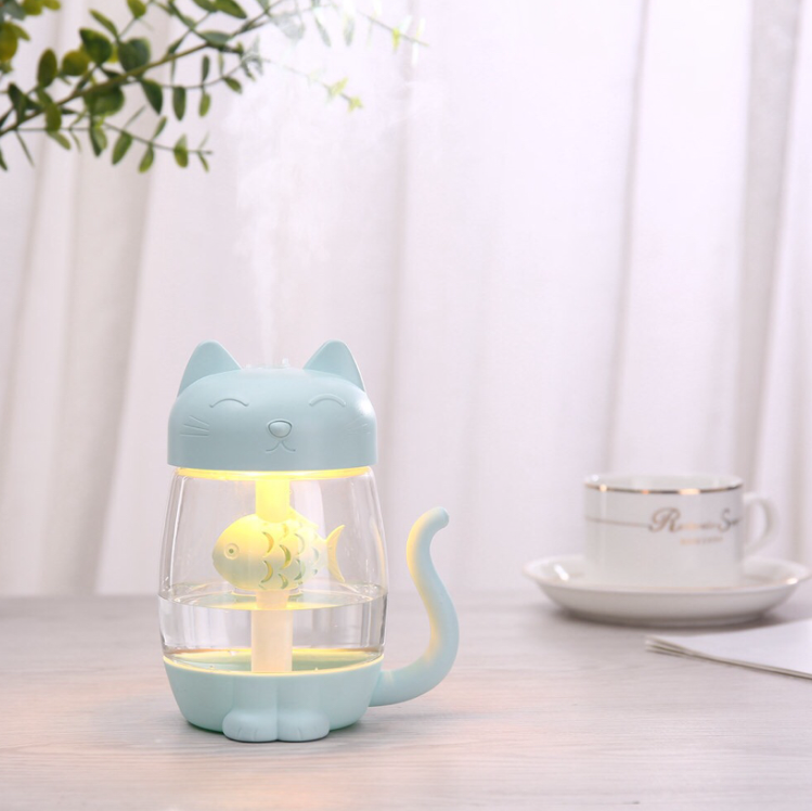 义乌好货 猫咪加湿器 加湿器七彩灯加湿器风扇加湿器两用详情图3