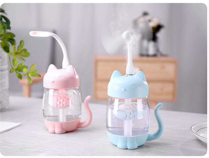 义乌好货 猫咪加湿器 加湿器七彩灯加湿器风扇加湿器两用详情图2