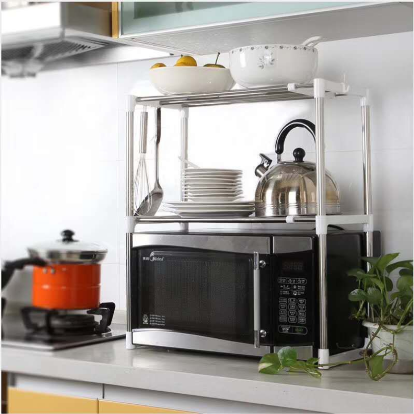 Yiwu Good Goods Telescopic Microwave Oven Rack Storage Rack Iron Art Household Items Plastic Products Hanger full figure