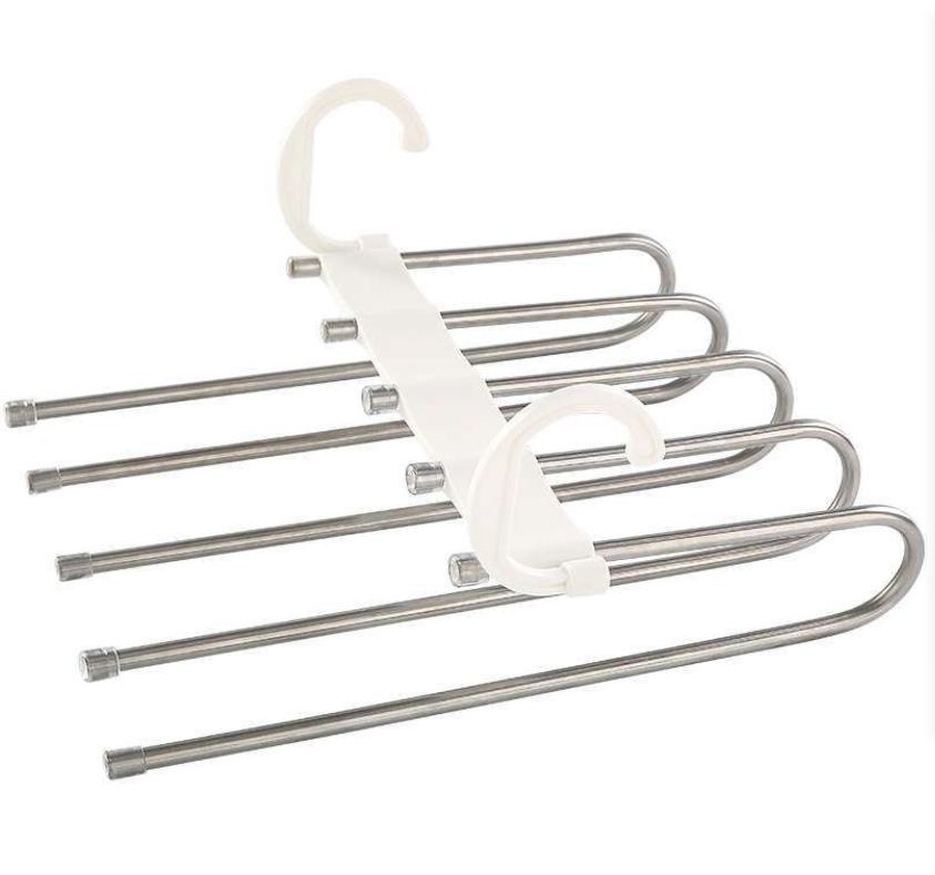 义乌好货 不锈钢多功能魔术裤架折叠衣架家用衣服架子伸缩裤夹详情图2