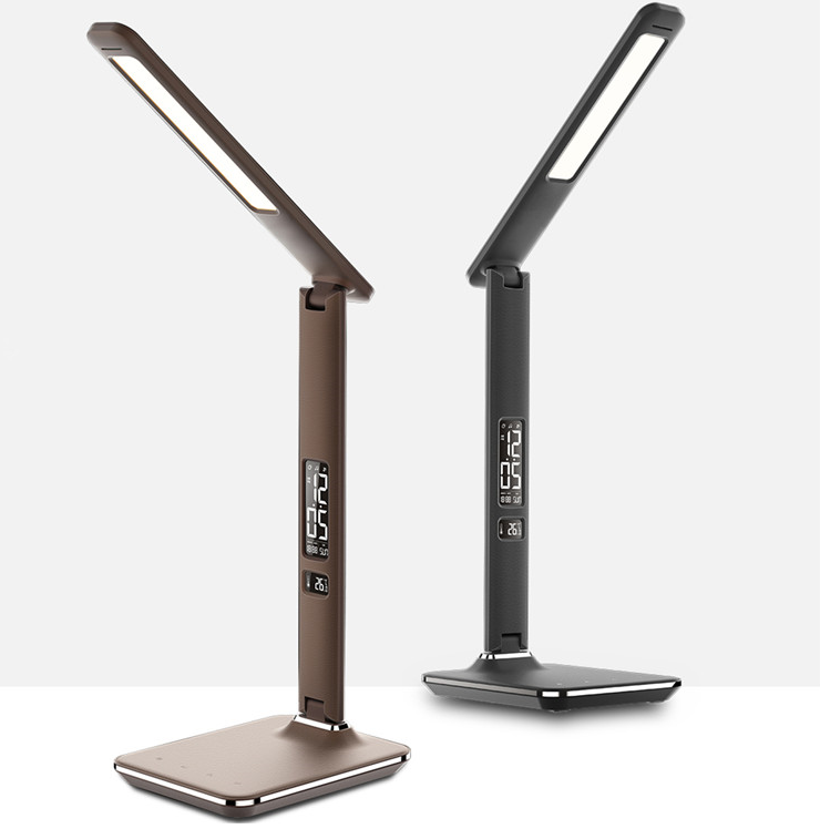 义乌好货 台灯仿皮纹台灯阅读台灯商务办公灯万年历闹钟温度计详情图1