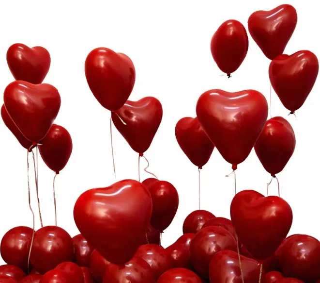 10-inch heart-shaped double-layer pomegranate red latex balloon wedding room party decoration and arrangement network Gemstone red double-layer balloon detail image 3