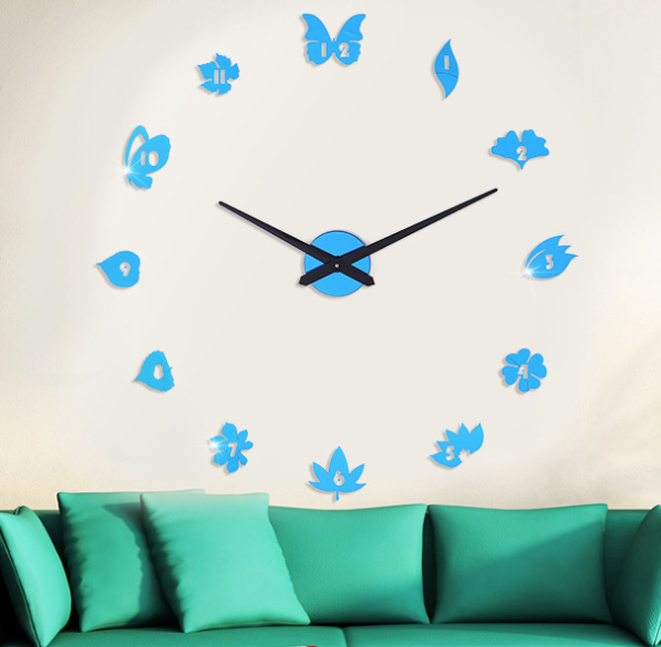 Yiwu Good Goods' second-generation new product, nail-free creative clock, wall-mounted clock, 3d stereoscopic leaf detail image 3