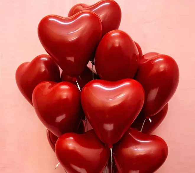 10-inch heart-shaped double-layer pomegranate red latex balloon wedding room party decoration and arrangement network Gemstone red double-layer balloon detail image 2