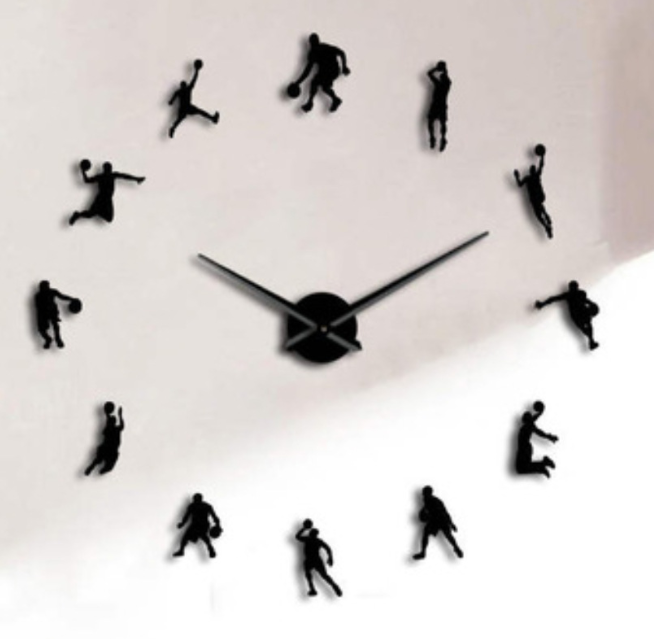 Yiwu Quality 3D Slam Dunk Basketball Wall Clock, Fun Clock, Creative Decorative wall stickers, fashionable and creative clock detail image 1