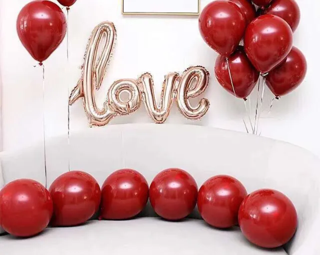 10-inch single-layer pomegranate red latex ins popular balloon wedding room decoration, seeking wedding Valentine's Day gemstone red balloons detail image 3